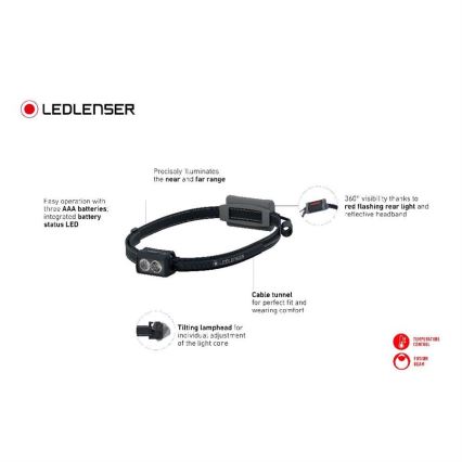 Ledlenser NEO3 - himmennettävä LED-otsalamppu LED/3xAAA IP54 400 lm 20 h musta/valkoinen