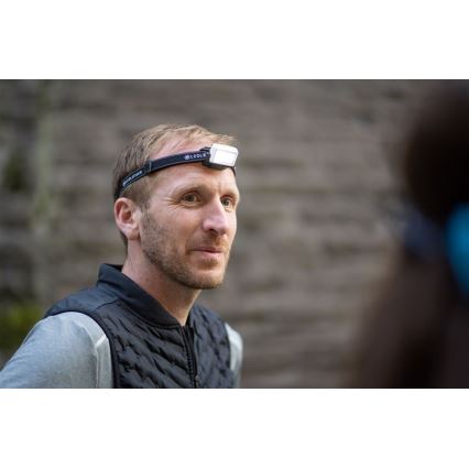 Ledlenser NEO5R - himmennettävä ladattava LED-otsalamppu, 1800 mAh, IP54, 600 lm, 35 h, musta/valkoinen