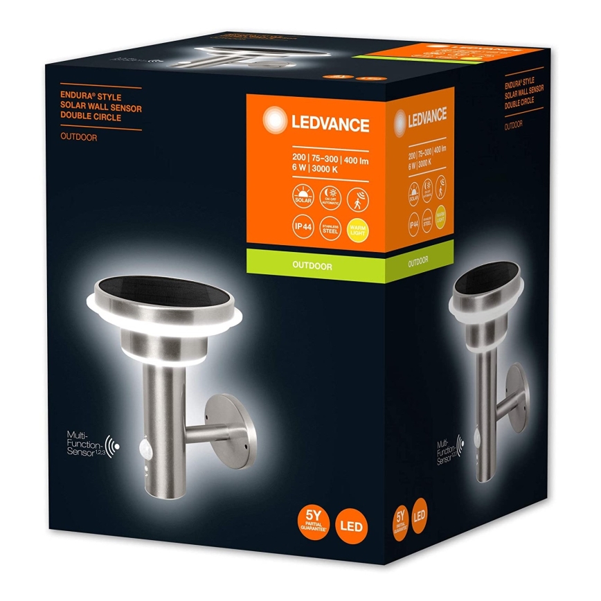 Ledvance - LED himmennettävä aurinkokäyttöinen valaisin liiketunnistimella ja hämäräkytkimellä CIRCLE LED/6W/3,2V 2200 mAh IP44