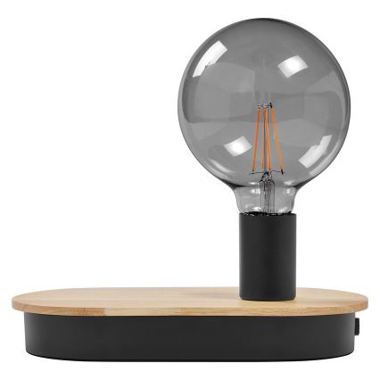 Ledvance - Kosketuspöytävalaisin USB-liitännällä DECOR WOOD 1xE27/8W/230V kumipuu