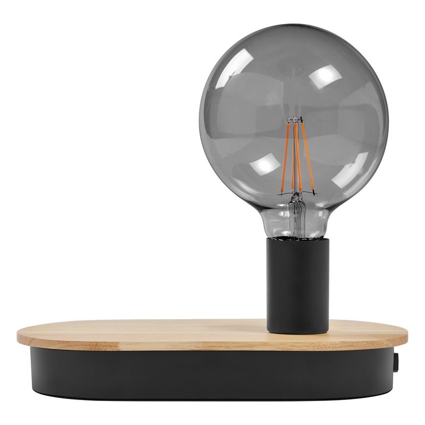 Ledvance - Kosketuspöytävalaisin USB-liitännällä DECOR WOOD 1xE27/8W/230V kumipuu