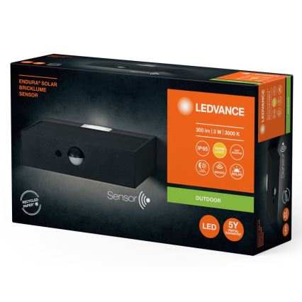 Ledvance - LED-aurinkoseinävalaisin liiketunnistimella ja hämäräkytkimellä ENDURA SOLAR LED/3W/4,2V 1200 mAh IP65
