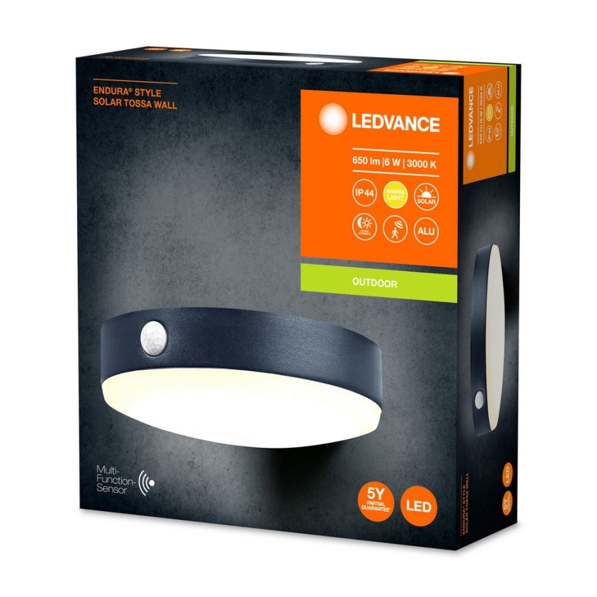 Ledvance - LED-aurinkoseinävalaisin liiketunnistimella ja hämäräkytkimellä ENDURA STYLE LED/6W/3,7V 1420 mAh IP44