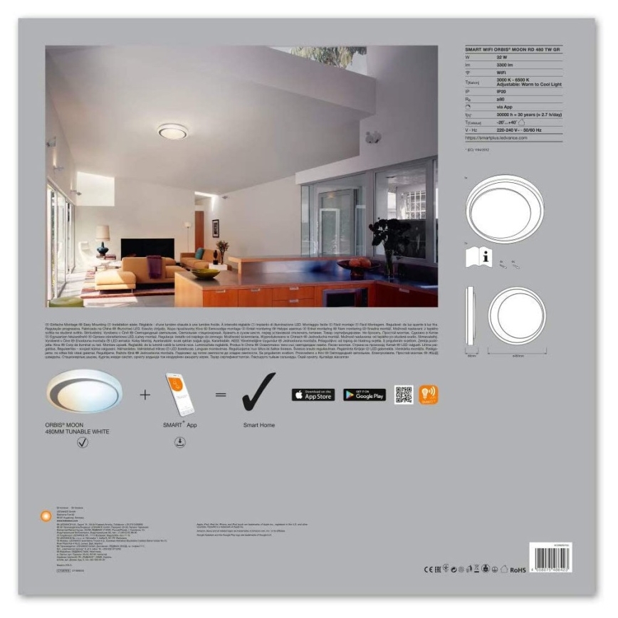 Ledvance - LED Himmennysvalo SMART+ MOON LED/32W/230V 3000K-6500K Wi-Fi
