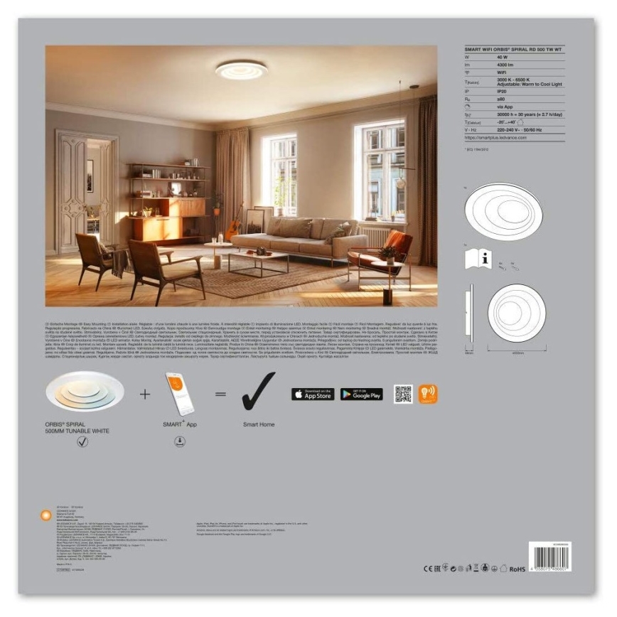 Ledvance - himmennettävä LED-valaisin SMART+ SPIRAL LED/40W/230V 3000K-6500K Wi-Fi