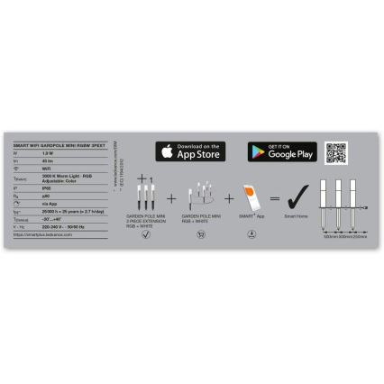 Ledvance - Jatkosarja 3x LED RGBW ulkovalaisin SMART+ MINI 3xLED/1,9W/230V IP44 Wi-Fi