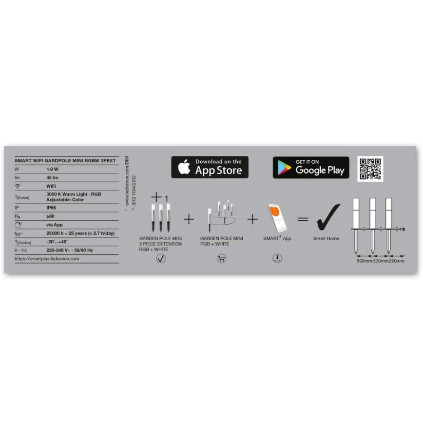 Ledvance - Jatkosarja 3x LED RGBW ulkovalaisin SMART+ MINI 3xLED/1,9W/230V IP44 Wi-Fi