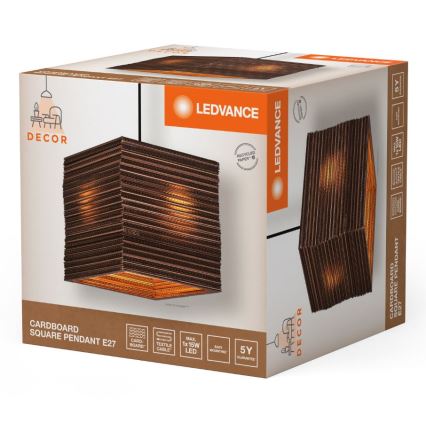 Ledvance - Kattokruunu johdossa DECOR CARDBOARD 1xE27/15W/230V 25x25 cm
