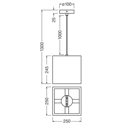 Ledvance - Kattokruunu johdossa DECOR CARDBOARD 1xE27/15W/230V 25x25 cm