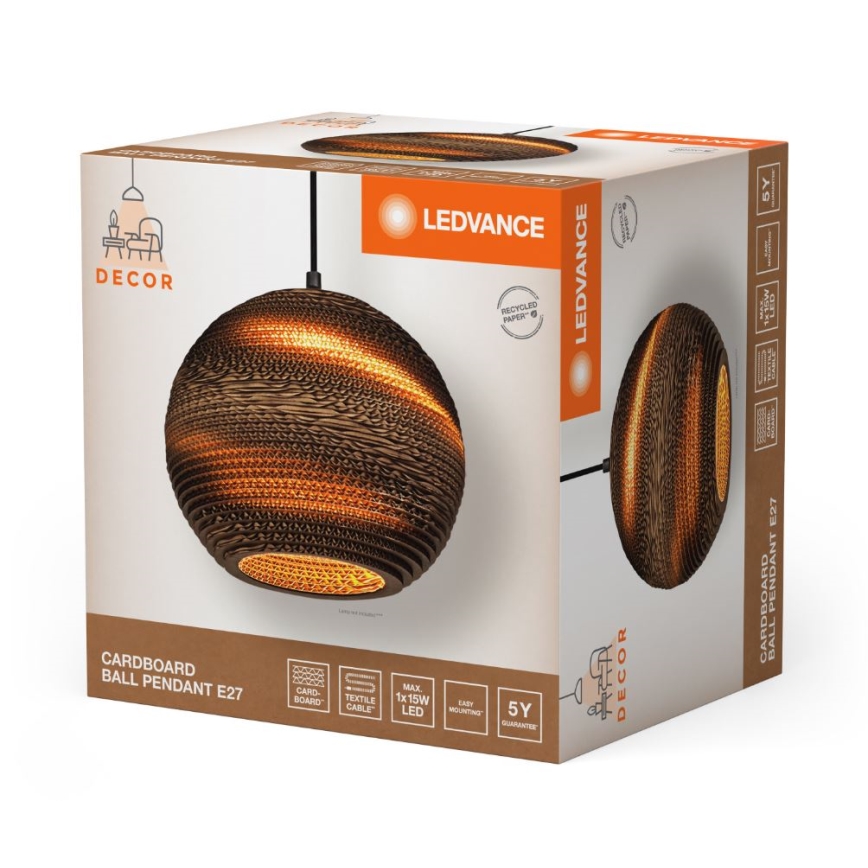 Ledvance - Kattokruunu johdossa DECOR CARDBOARD 1xE27/15W/230V halkaisija 26 cm