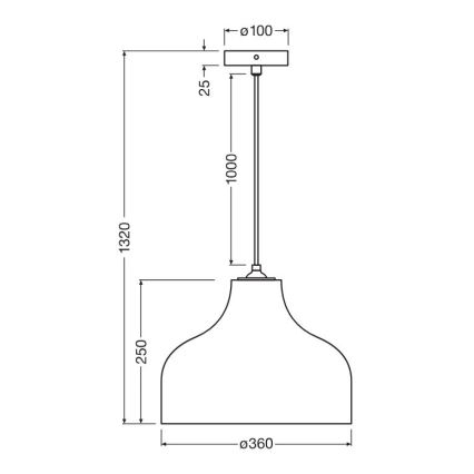 Ledvance - Kattokruunu johdossa DECOR CARDBOARD 1xE27/15W/230V halkaisija 36 cm