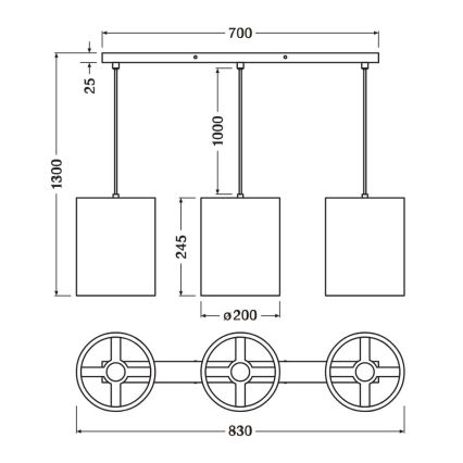Ledvance - Kattokruunu johdossa DECOR CARDBOARD 3xE27/15W/230V