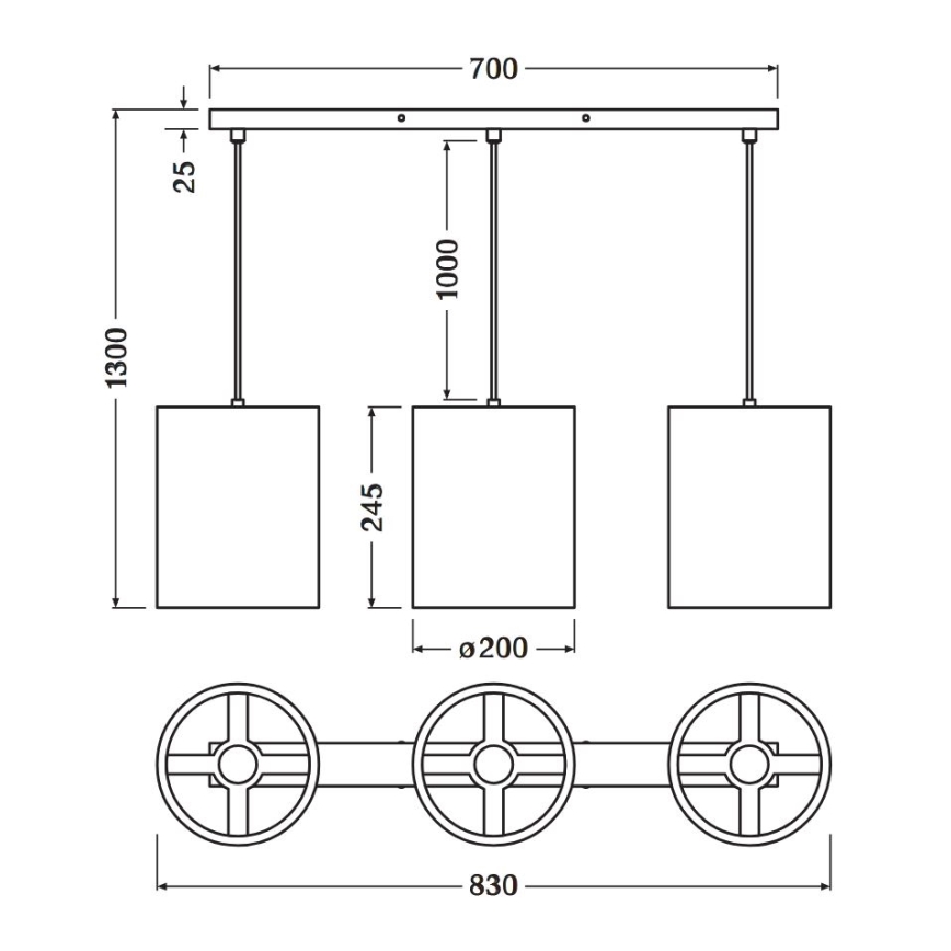 Ledvance - Kattokruunu johdossa DECOR CARDBOARD 3xE27/15W/230V