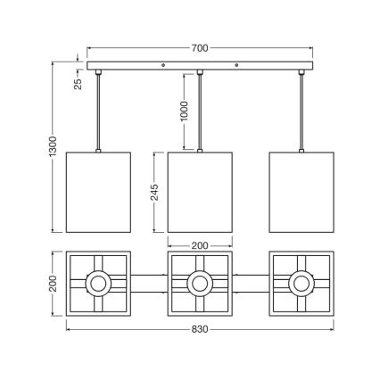 Ledvance - Kattokruunu johdossa DECOR CARDBOARD 3xE27/15W/230V