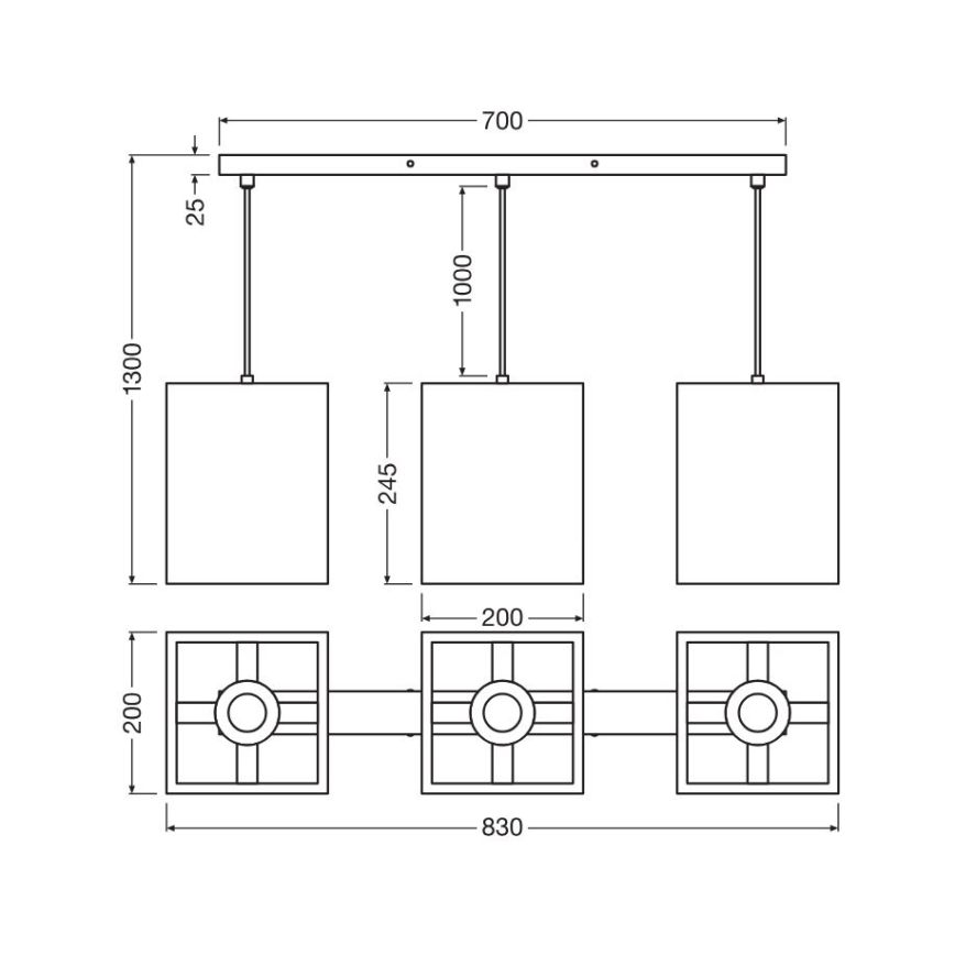 Ledvance - Kattokruunu johdossa DECOR CARDBOARD 3xE27/15W/230V
