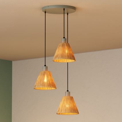 Ledvance - Kattokruunu johdossa DECOR RAFFIA 3xE27/15W/230V juuttinaru