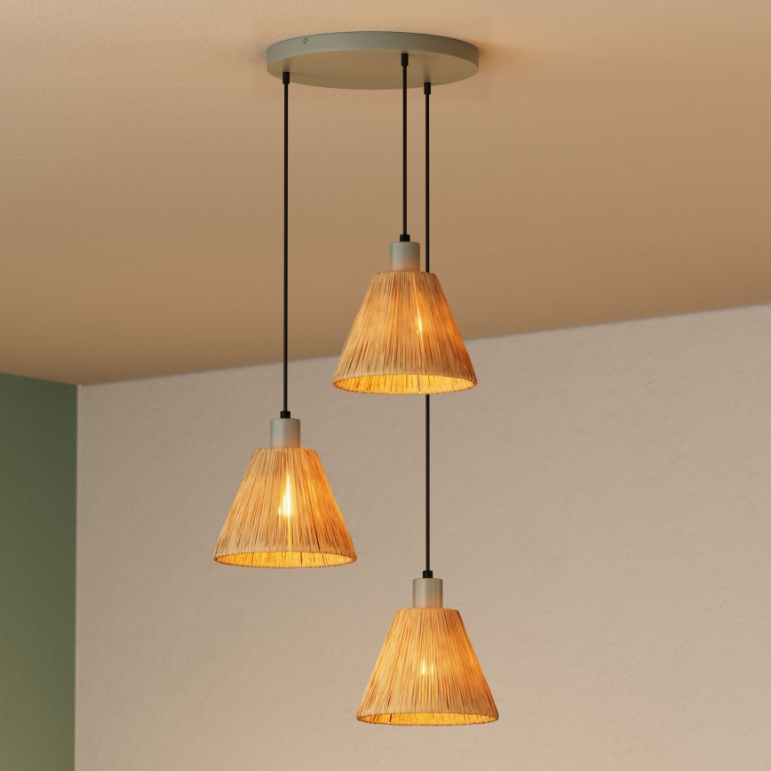 Ledvance - Kattokruunu johdossa DECOR RAFFIA 3xE27/15W/230V juuttinaru