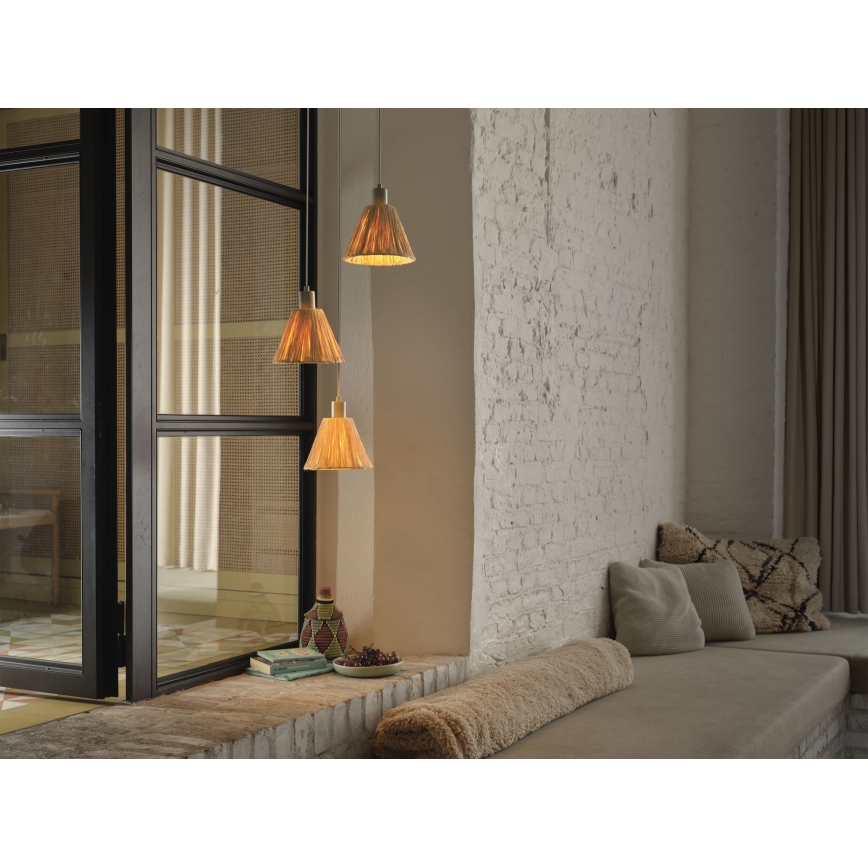 Ledvance - Kattokruunu johdossa DECOR RAFFIA 3xE27/15W/230V juuttinaru