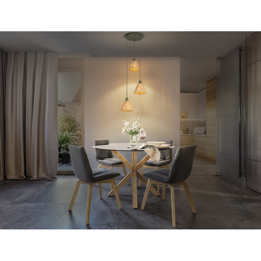 Ledvance - Kattokruunu johdossa DECOR RAFFIA 3xE27/15W/230V juuttinaru