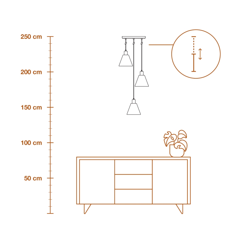 Ledvance - Kattokruunu johdossa DECOR RAFFIA 3xE27/15W/230V juuttinaru