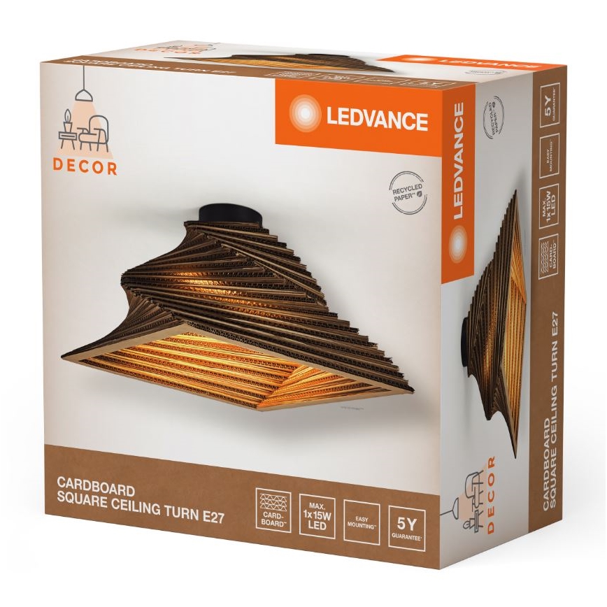 Ledvance - Kattovalo DECOR CARDBOARD 1xE27/15W/230V 40x40 cm