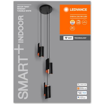 Ledvance - LED Himmennettävä kattokruunu johdossa SMART+ DECOR 3xLED/8W/230V musta Wi-Fi