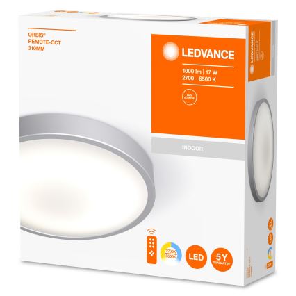 Ledvance - LED Himmennettävä kattovalo ORBIS LED/17W/230V 2700-6500 + kaukosäädin