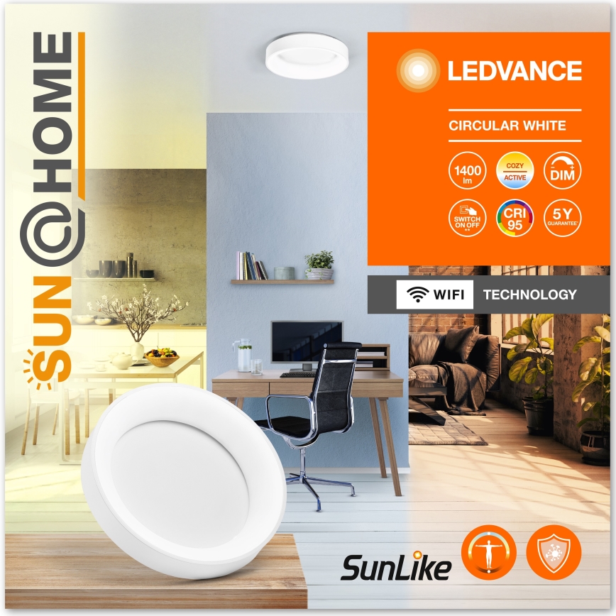 Ledvance-LED Himmennettävä kattovalo SUN@HOME CIRCULAR LED/18,5W/230V Wi-Fi
