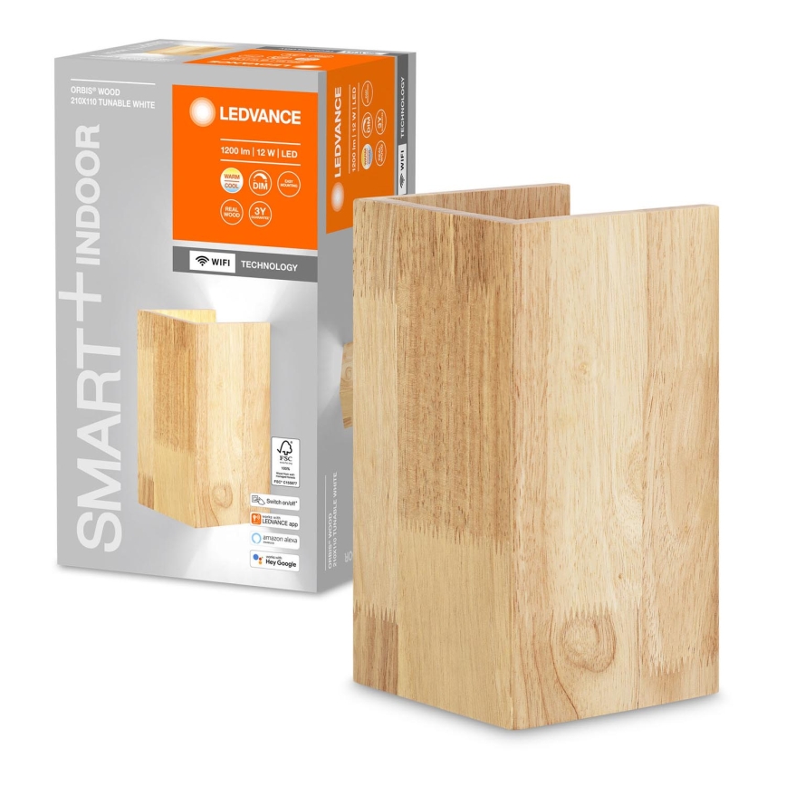 Ledvance - LED Himmennettävä seinävalo SMART+ WOOD LED/12W/230V 3000-6500K Wi-Fi