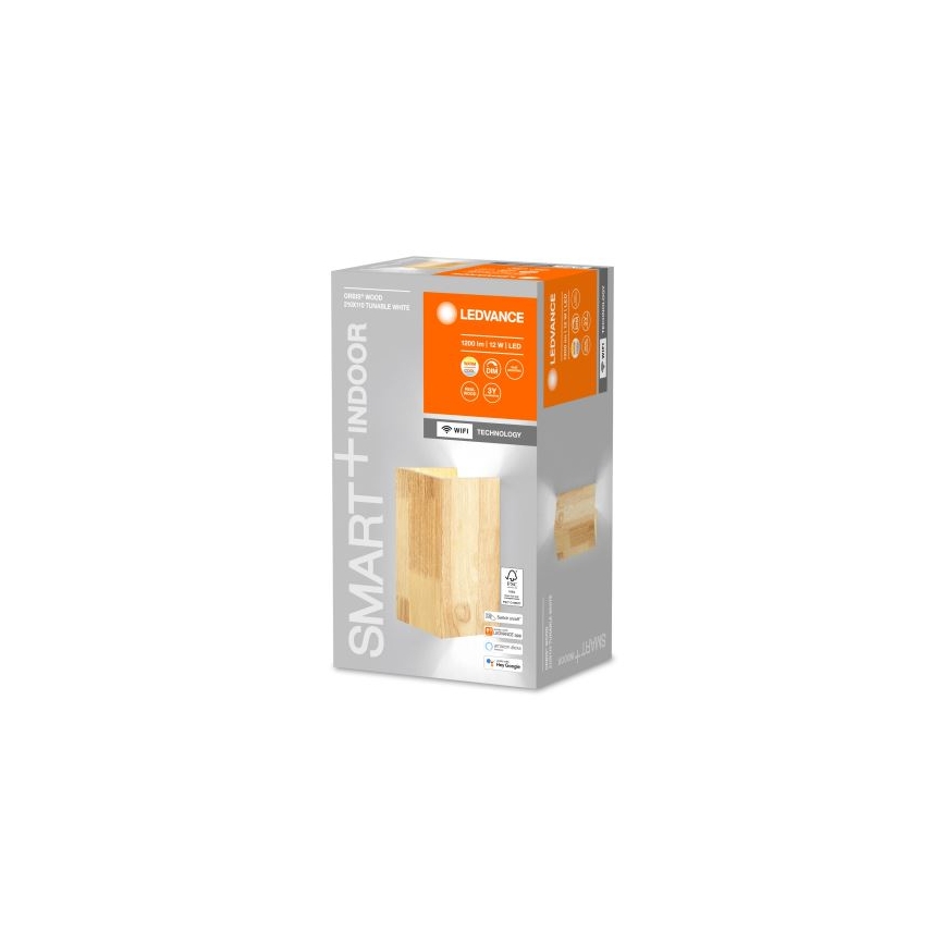 Ledvance - LED Himmennettävä seinävalo SMART+ WOOD LED/12W/230V 3000-6500K Wi-Fi
