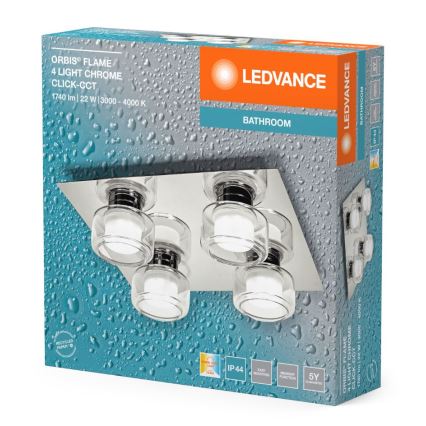 Ledvance - LED-kattovalaisin kylpyhuoneeseen ORBIS FLAME 4xLED/5,5W/230V 3000/4000K IP44 kromi