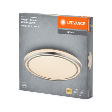 Ledvance - LED-kattovalaisin ORBIS HELMAN LED/36W/230V halkaisija 48,5 cm hopea