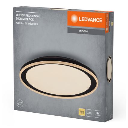 Ledvance - LED-kattovalaisin ORBIS PEDERSON LED/36W/230V halkaisija 55 cm musta