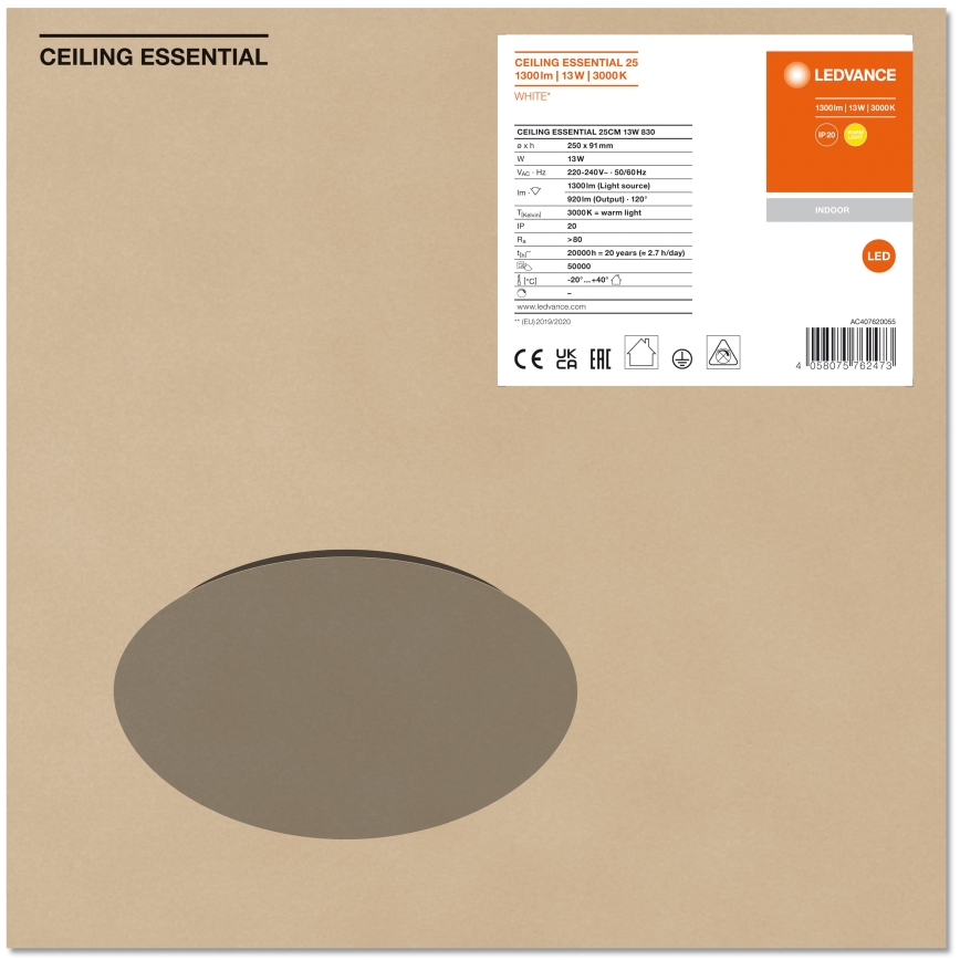 Ledvance - LED Kattovalo ESSENTIAL LED/13W/230V 3000K