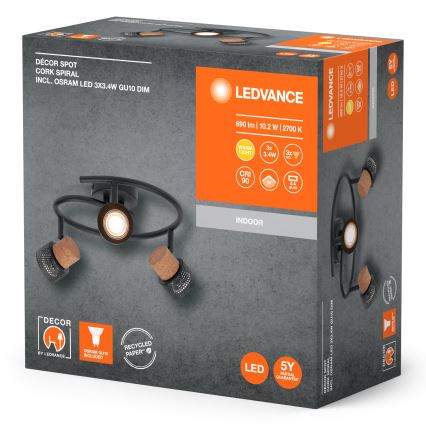 Ledvance - LED-kohdevalaisin DECOR CORK 3xGU10/3,4W/230V