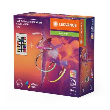Ledvance - LED RGB himmennettävä aurinkokäyttöinen nauha FLEX MAGIC 5m LED/1,6W/5V + kaukosäädin