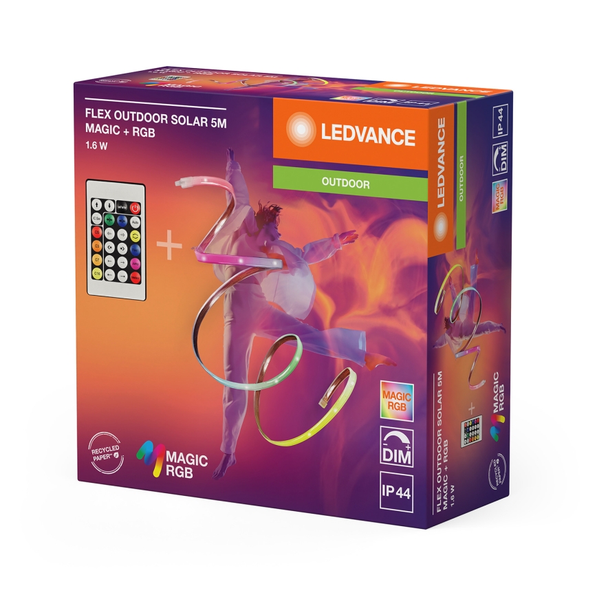 Ledvance - LED RGB himmennettävä aurinkokäyttöinen nauha FLEX MAGIC 5m LED/1,6W/5V + kaukosäädin