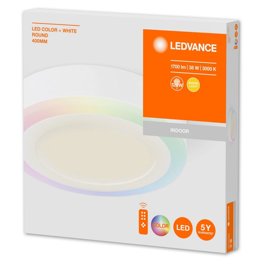 Ledvance - LED RGB himmennettävä kattovalaisin LED/38W/230V + kaukosäädin