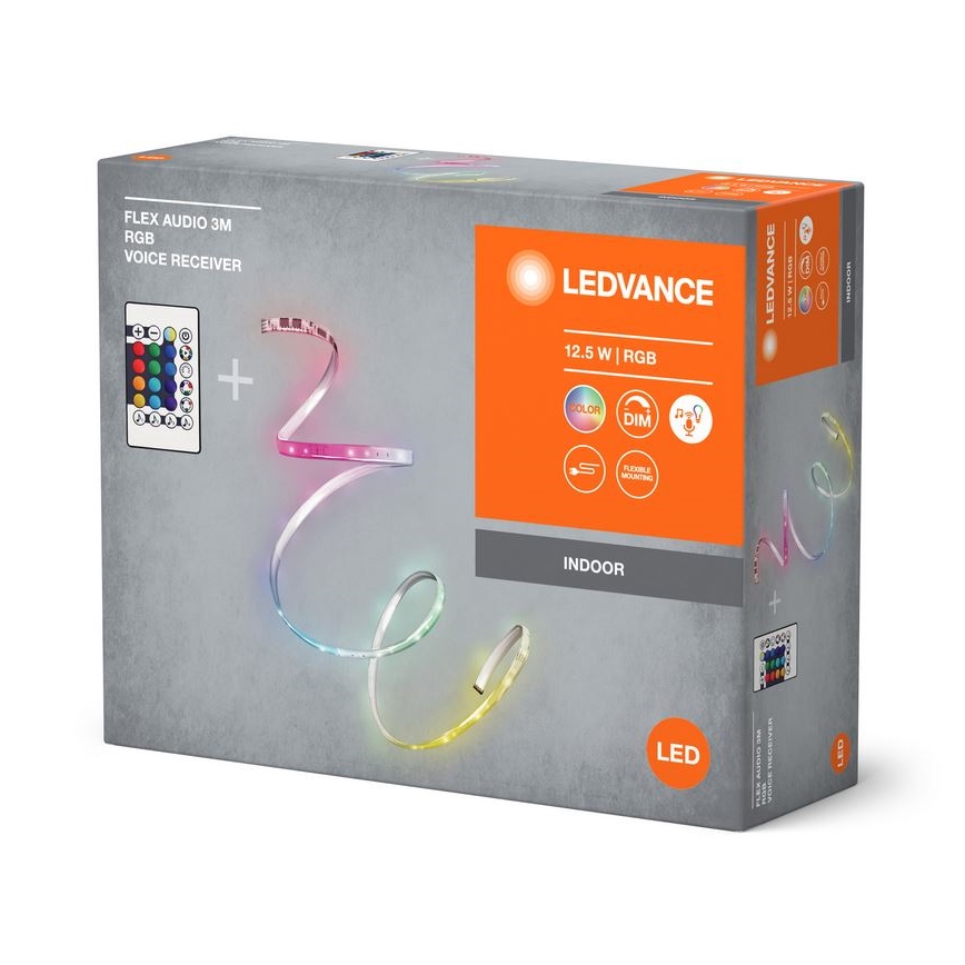 Ledvance - LED RGB Himmennettävä nauha FLEX AUDIO 3m LED/12,5W/230V + kauko-ohjaus