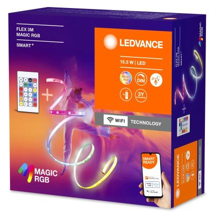 Ledvance - LED RGB Himmennettävä nauha SMART+ MAGIC FLEX 3m LED/15,5W/230V Wi-Fi + kauko-ohjaus
