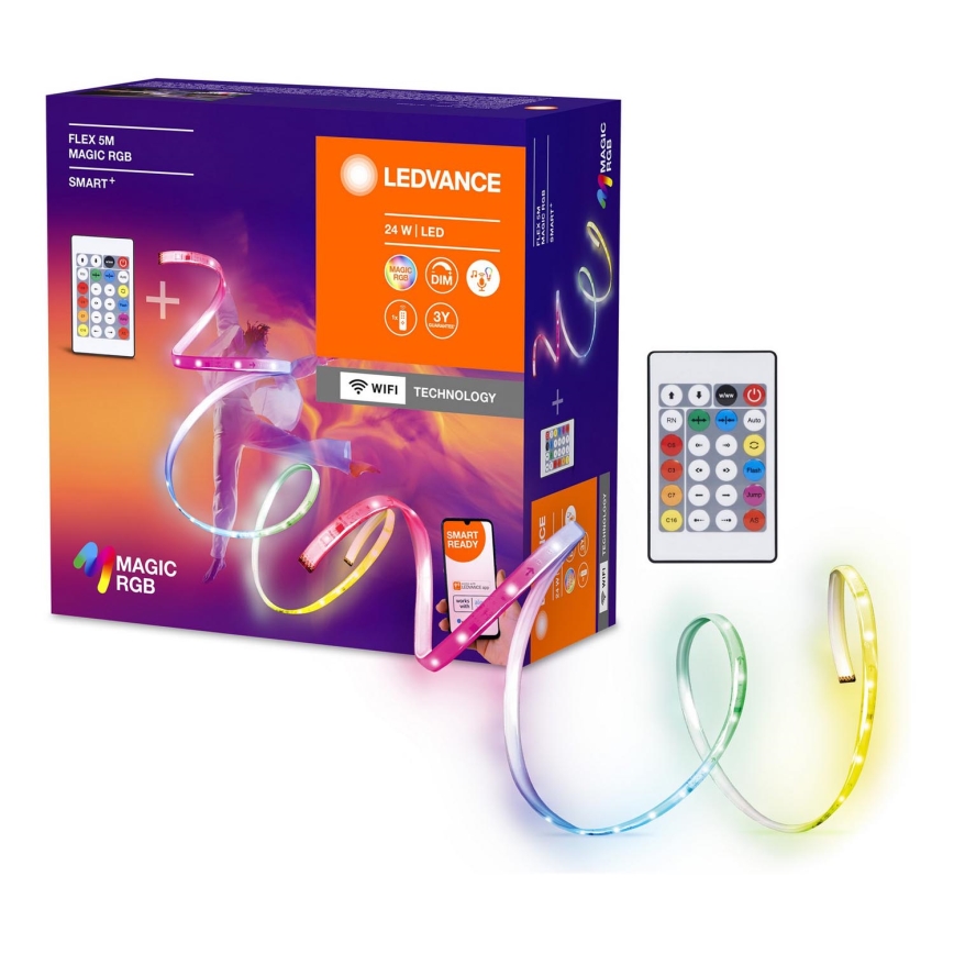 Ledvance - LED RGB Himmennettävä nauha SMART+ MAGIC FLEX 5m LED/24W/230V Wi-Fi + kauko-ohjaus