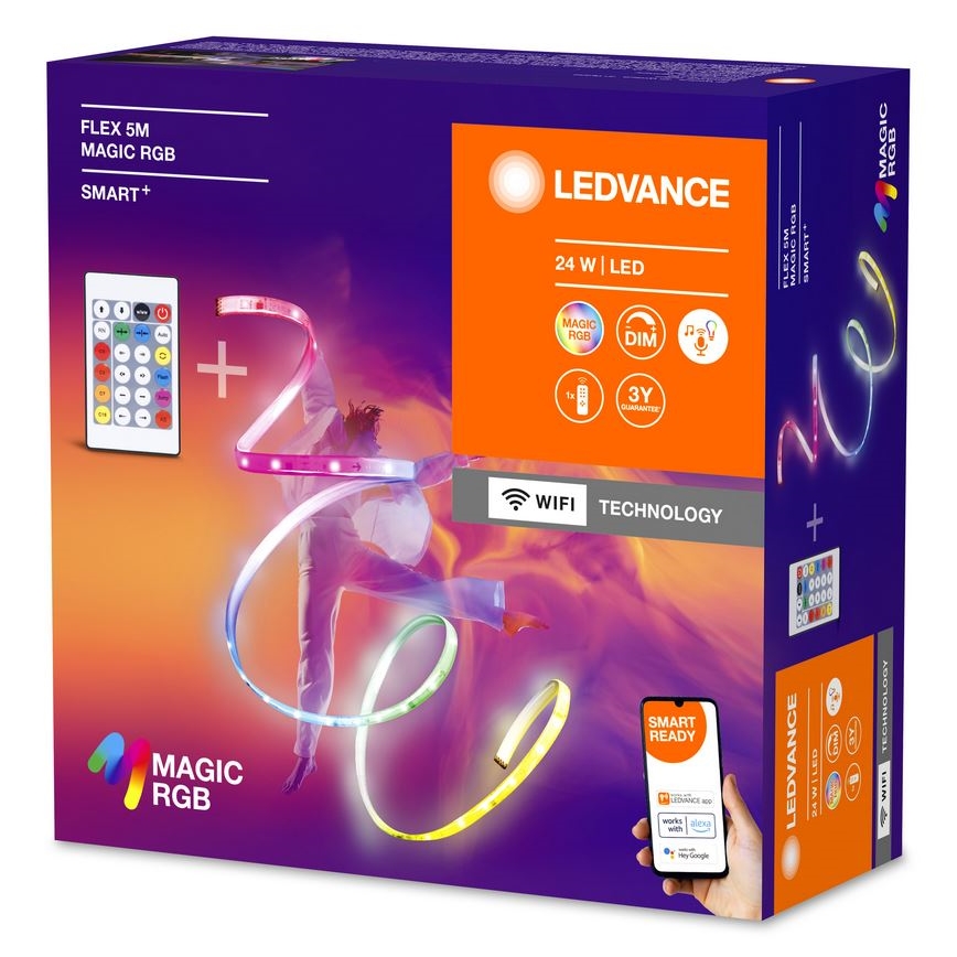 Ledvance - LED RGB Himmennettävä nauha SMART+ MAGIC FLEX 5m LED/24W/230V Wi-Fi + kauko-ohjaus