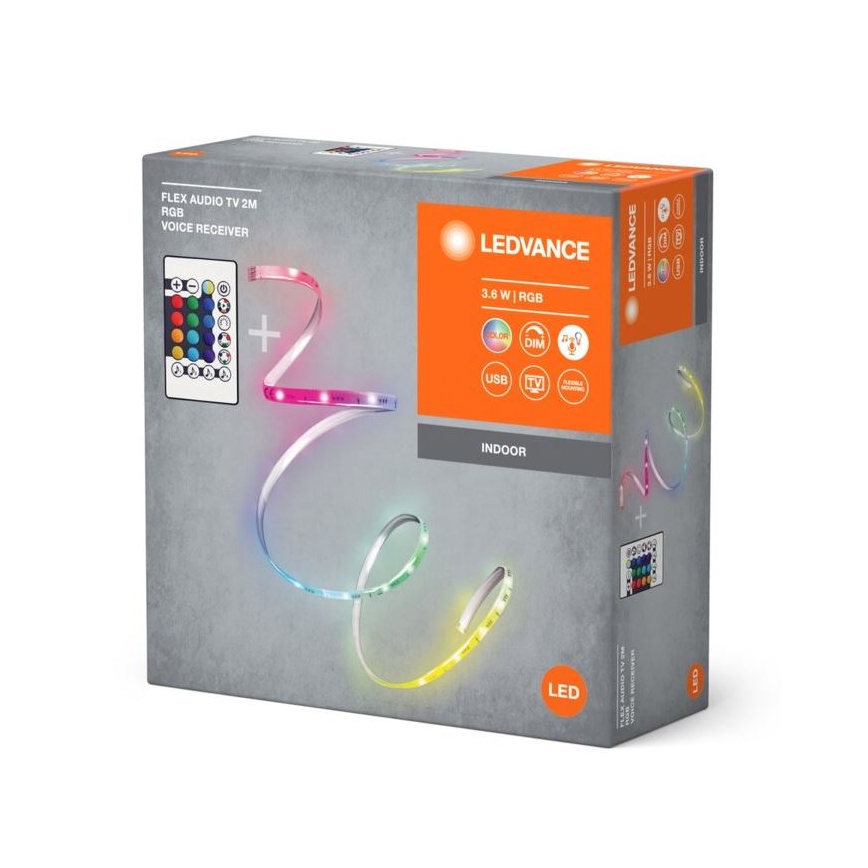 Ledvance - LED RGB Himmennettävä nauha televisioon FLEX AUDIO 2m LED/3,6W/5V + kauko-ohjaus