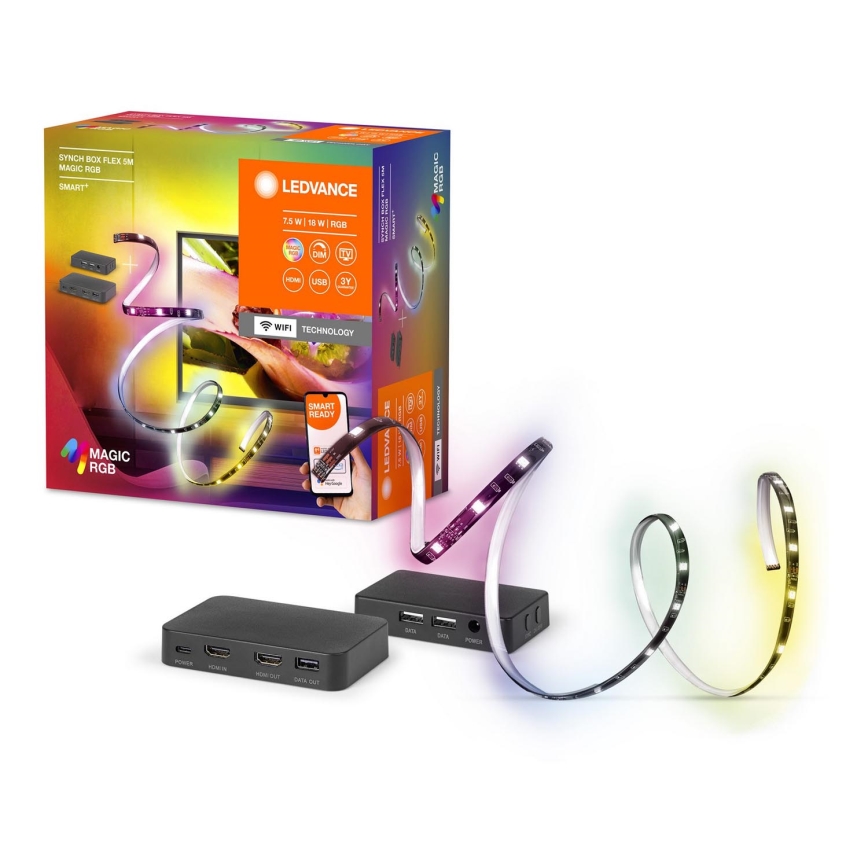 Ledvance - LED RGB Himmennettävä nauha televisioon SYNCH BOX FLEX SMART+ MAGIC 4,5m LED/18W/230V Wi-Fi