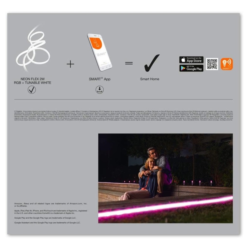 Ledvance - LED RGB + TW nauha ulos SMART + FLEX 3m LED / 15W / 230V 2700K-6500K IP44 Wi-Fi