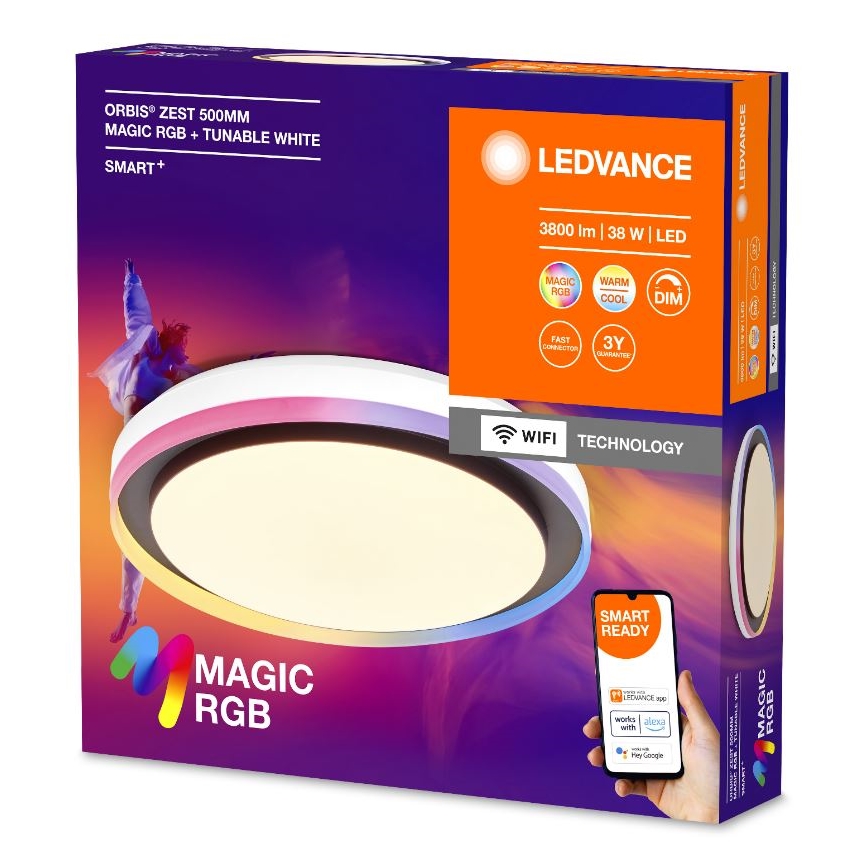 Ledvance - LED RGBW Himmennettävä kattovalo SMART+ MAGIC LED/38W/230V 2700-6500K Wi-Fi