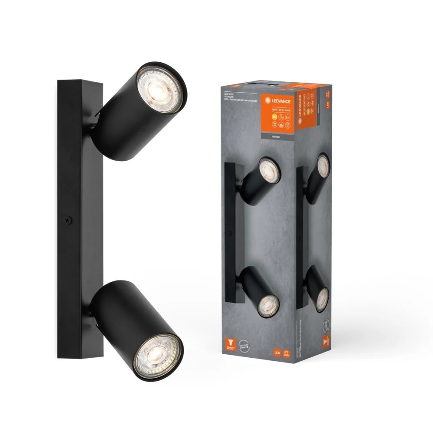 Ledvance - LED-seinäkohdevalaisin OCTAGON 2xGU10/3,4W/230V 2700K musta