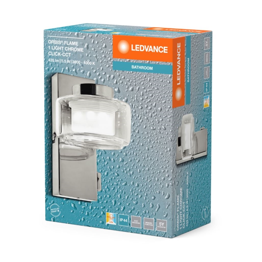 Ledvance - LED-seinävalaisin kylpyhuoneeseen ORBIS FLAME LED/5,5W/230V 3000/4000K IP44 kromi