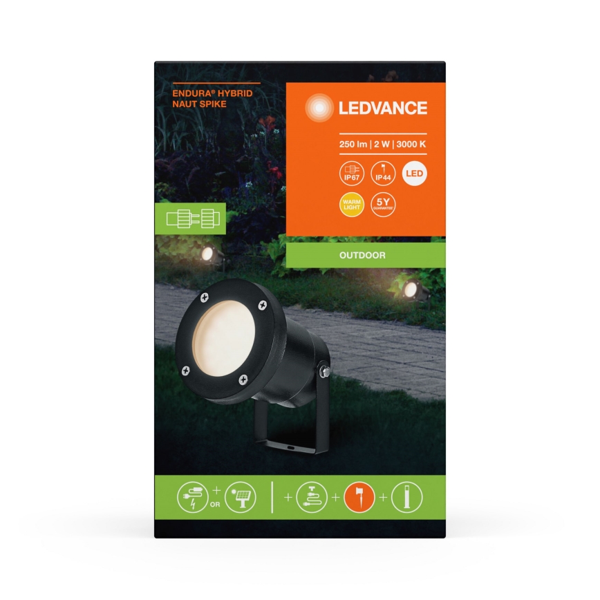Ledvance - LED-ulkolamppu ENDURA HYBRID NAUT SPIKE LED/2W/12V IP44