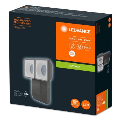 Ledvance - LED-ulkoseinävalaisin anturilla SPOT 2xLED / 8W / 230V IP55